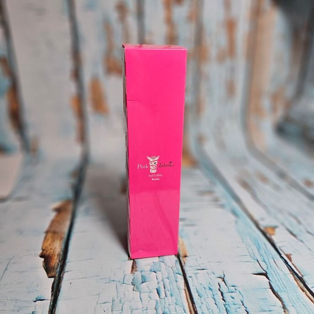 NEW Pink Zebra Natural Reeds Diffuser Glass Bottle Wood Collar Home Fragrance